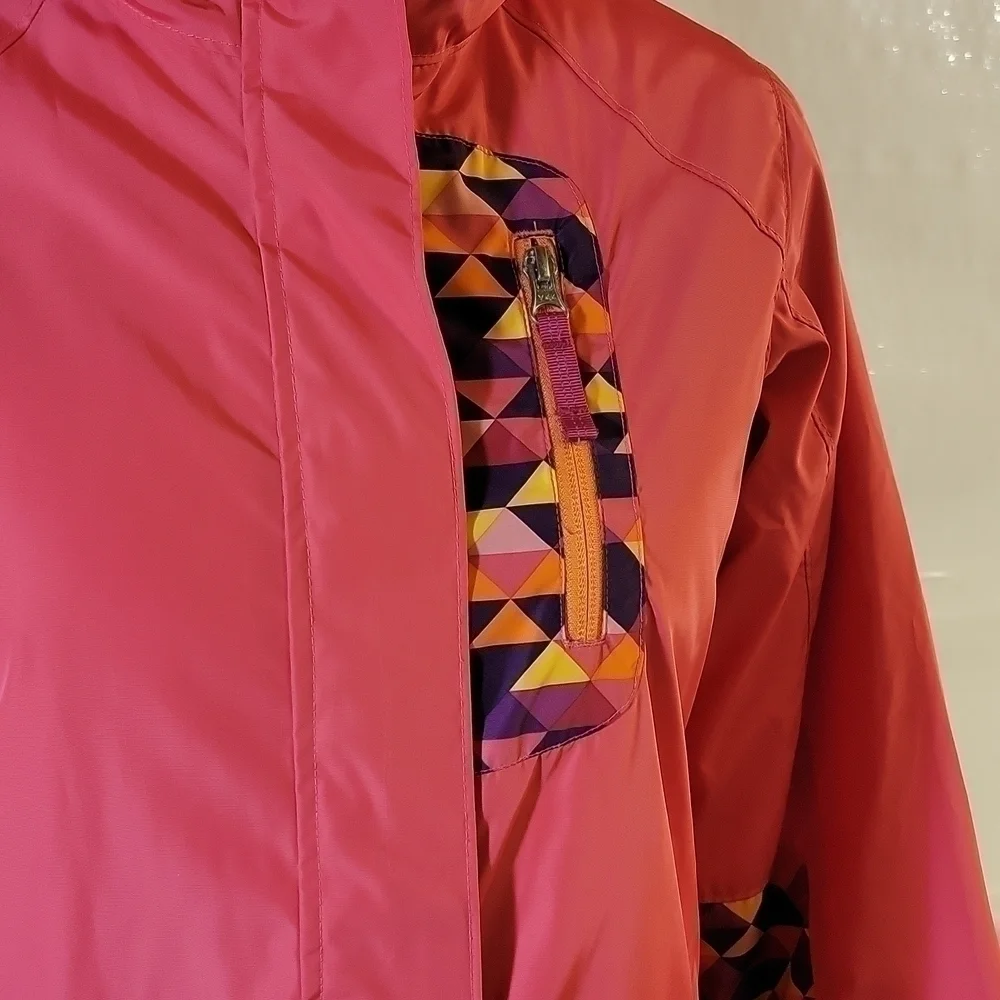 LANDS End Kids pink orange purple jacket coat with zip pockets size 14 - Picture 7 of 16